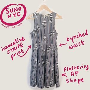 SUNO | Printed Peplum Sun Dress